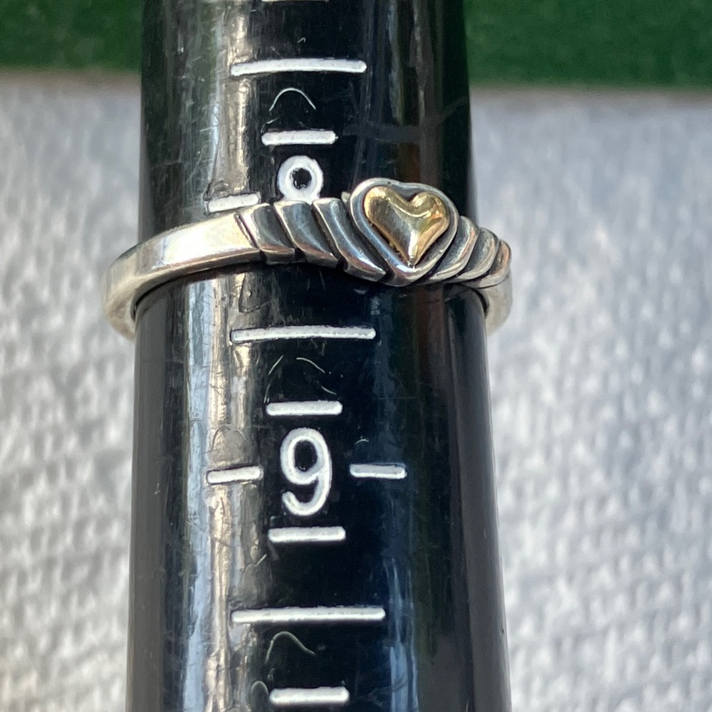 WJ Sterling Silver and 14K Gold Heart Accent Ring